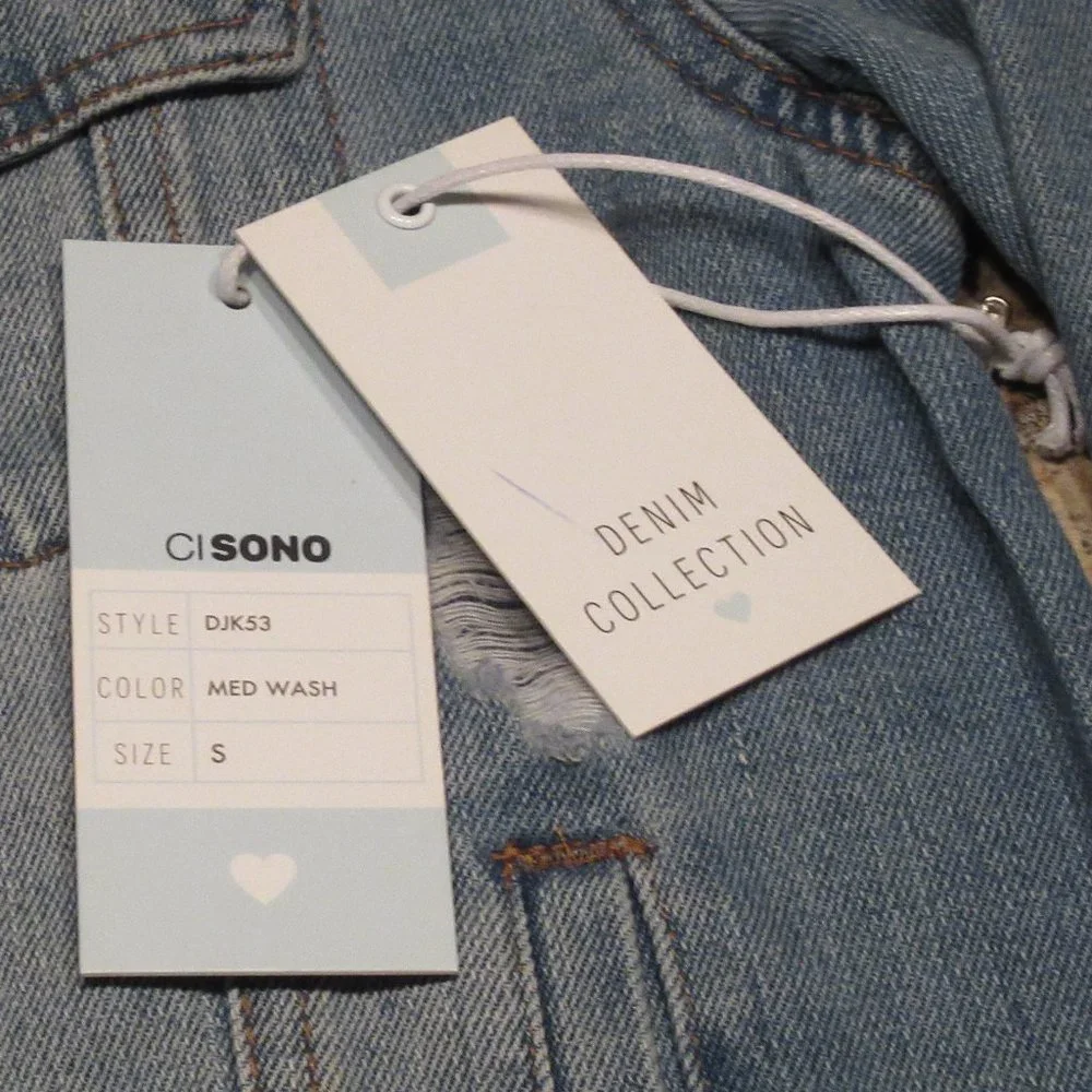 CI Sono Womens Distressed Denim Jacket, New, Size - S - Picture 9 of 10
